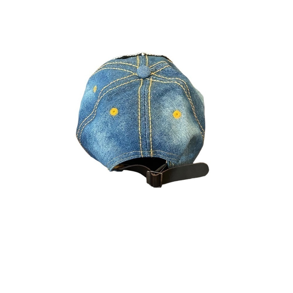 Y2k Jean route 66 crystal black bling cap hat Denim Diamonds biker Glam cowgirl - Picture 5 of 6